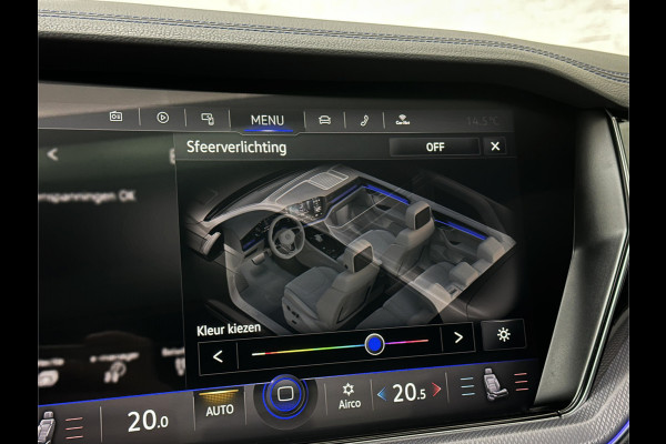 Volkswagen Touareg R 3.0 TSI 462PK E-Hybrid | Luchtvering | Puglia Leder | Panorama | ACC | Trekhaak | 22'' | Stoelventilatie | Nachtzicht | Head-Up | Standkachel | Ergo-Comfort | Sfeerverlichting | 4-Zone Clima | Stuurverwarming | Black-Optic | Dodehoek | Lane-Assist | Carplay | Draadloos Laden | BOVAG Garantie |