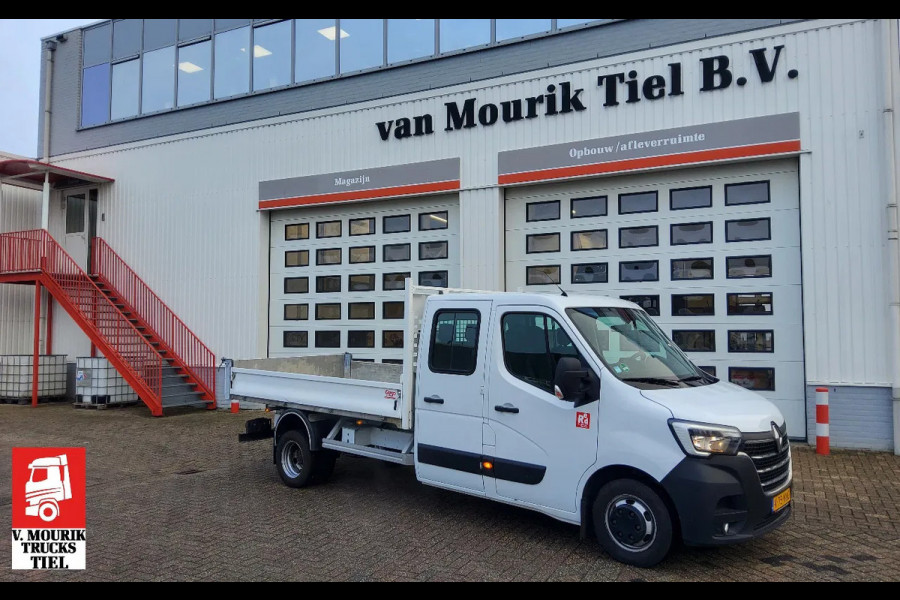 Renault Master 165.35 DUBBELE CABINE - EURO 6 - V-75-NNG - DUBBELLUCHT KIPPER + TREKHAAK