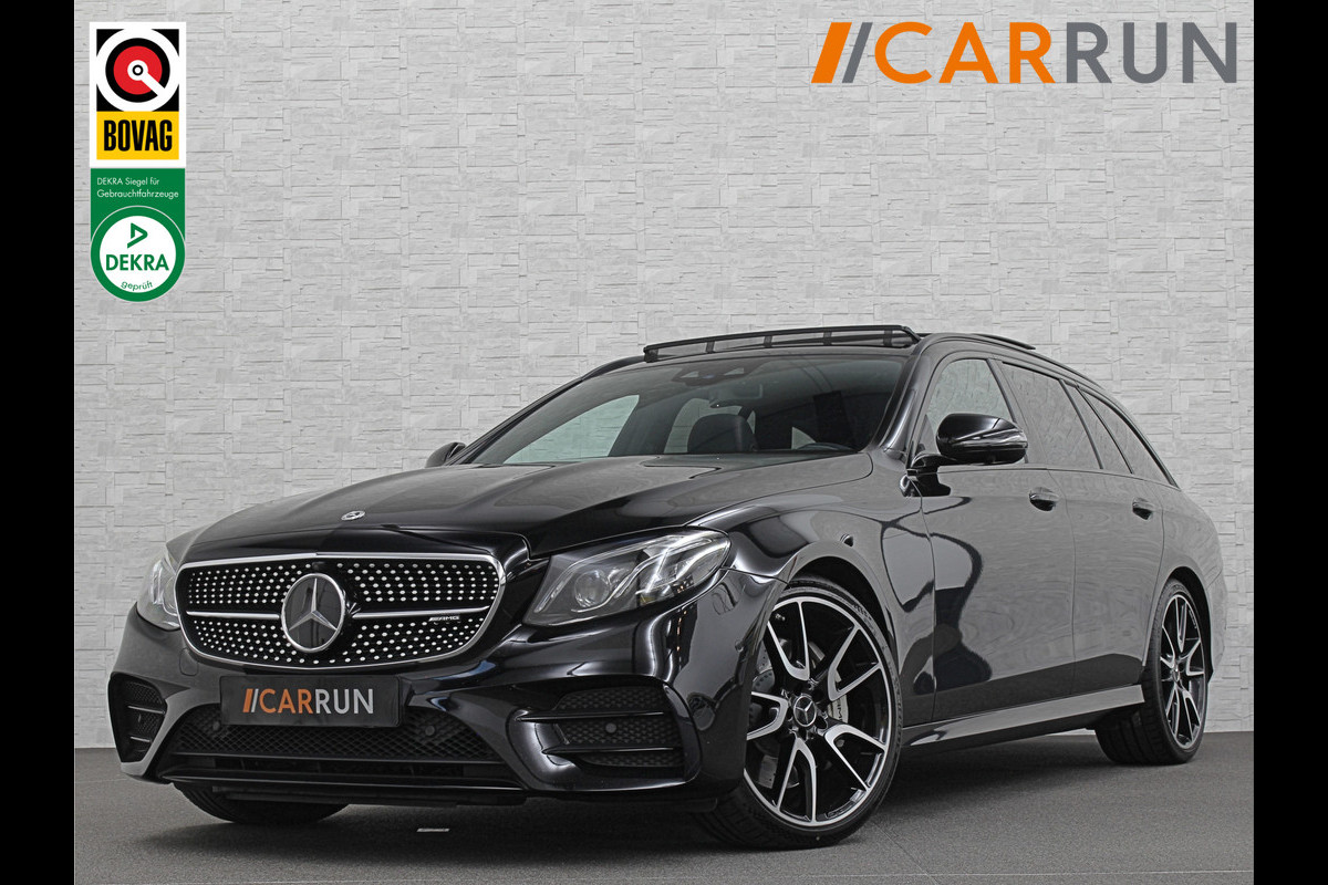 Mercedes-Benz E-Klasse Estate 53 AMG 4MATIC | Luchtvering | 360 View | Burmester | Distronic+ | Memory | Multibeam-LED | Bovag Garantie | Widescreen | Panorama | Leder | Trekhaak | Sfeerverlichting | Night-Pakket | 20'' | Carplay | Stoelverwarming |