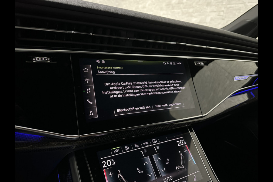 Audi Q7 60 462pk S Competition | Carbon Pack | 360 Camera | RS-Leder | ACC | Panorama | Laser-LED | Trekhaak | B&O Sound | 10-2023 | Nw.Pr; 133000,= | Keyless-Entry | Luchtvering | 22'' | Memory | Stoelverwarming V+A | Stuurverwarming | Stand Kachel | Zonwering | Carplay.