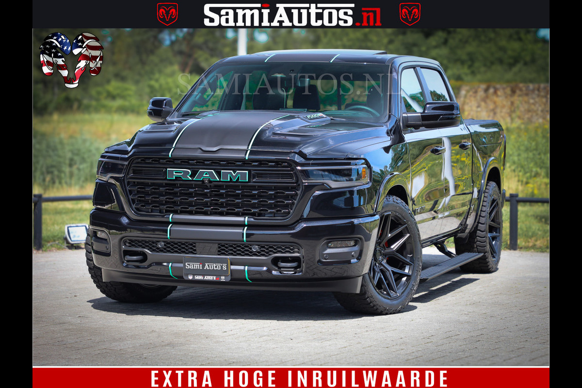 Dodge Ram 1500 Limited Night High Output 540HP 706Nm | Massage + Full Option | De Meest Luxe en Volle Pick-Up in zijn Klasse | Comfortabele Dubbele Cabine met Royale 5 Zitplaatsen | BPM vrij | Nu Leverbaar uit Voorraad | Voorraad Nr 2320 - 5138