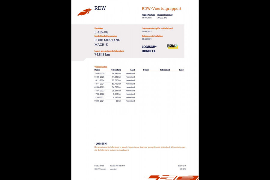 Ford Mustang Mach-E Extended RWD 98 kWh|95,5% SOH|GROTE ACCU|AFN.TREKH.|LEDER|ACC|CAMERA|CARPLAY|STOEL+STUURVERW|NAP|NL|INCL. BTW|