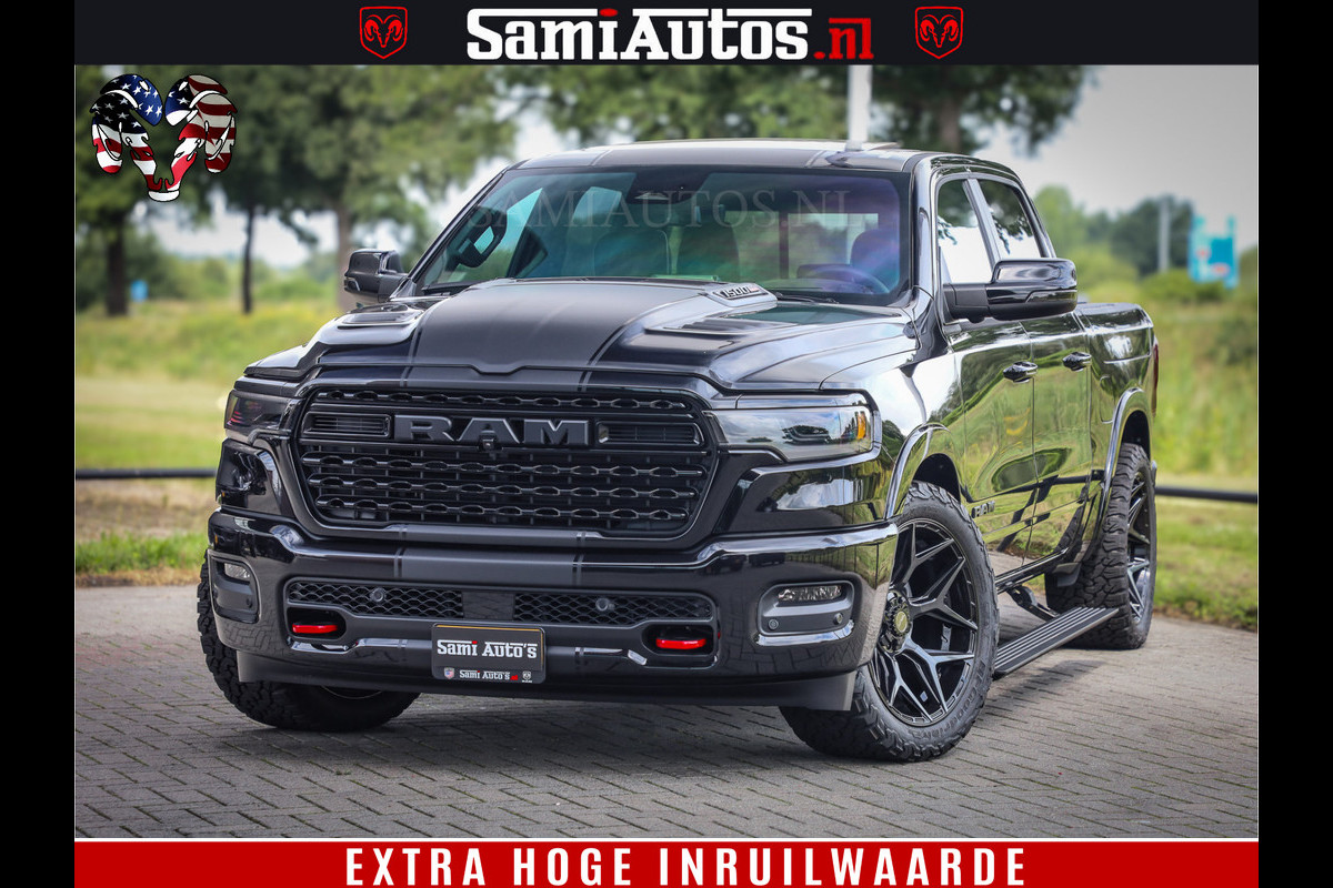 Dodge Ram 1500 Limited Night High Output 540HP 706Nm | Massage + Full Option | De Meest Luxe en Volle Pick-Up in zijn Klasse | Comfortabele Dubbele Cabine met Royale 5 Zitplaatsen | BPM vrij | Nu Leverbaar uit Voorraad | Voorraad Nr 2326 - 5169