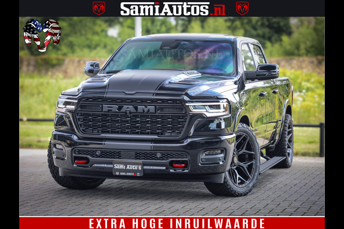 Dodge Ram 1500 Limited Night H.O 540HP 706Nm | Massage + Full Option | De Meest Luxe en Volle Pick-Up in zijn Klasse | Comfortabele Dubbele Cabine met Royale 5 Zitplaatsen | BPM vrij | Nu Leverbaar uit Voorraad | Voorraad Nr 2348 - 5158