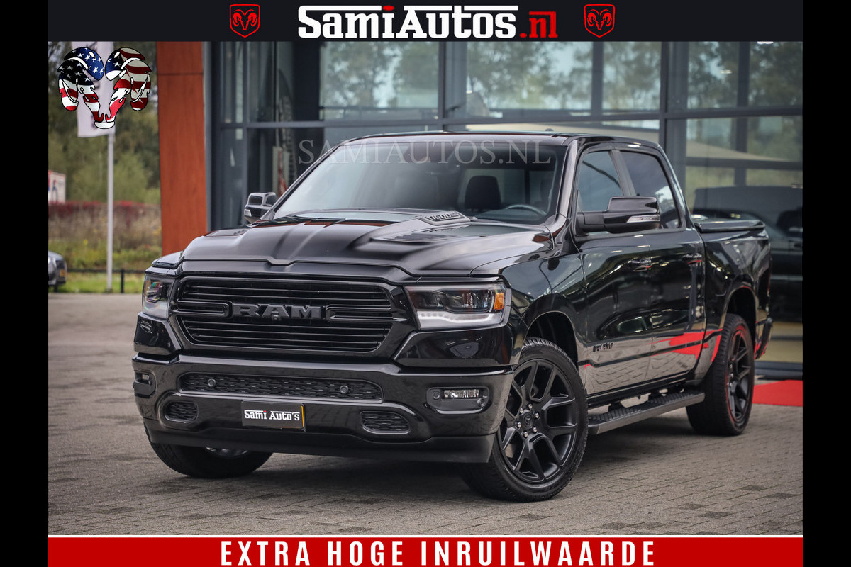 Dodge Ram 1500 SPORT BLACK EDITION | 4X4 5.7 V8 | VOL OPTIES | 360 CAMERA | APPLE CARPLAY | 3500KG | 22INCH NIGHT | FULL LED | ADAPTIVE CRUISE | MEMORY SEATS | LEDER | DUBBELE CABINE | CREWCAB