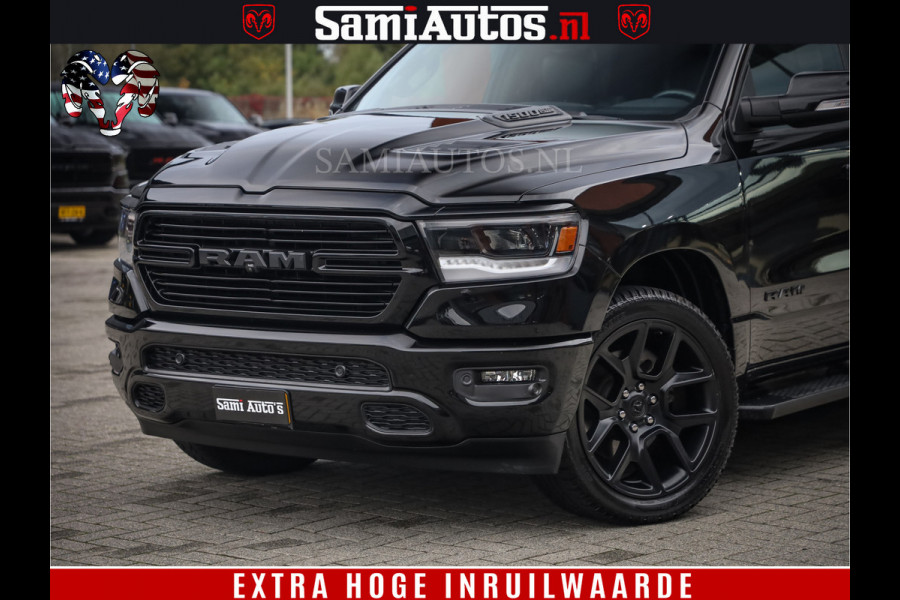 Dodge Ram 1500 SPORT BLACK EDITION | 4X4 5.7 V8 | VOL OPTIES | 360 CAMERA | APPLE CARPLAY | 3500KG | 22INCH NIGHT | FULL LED | ADAPTIVE CRUISE | MEMORY SEATS | LEDER | DUBBELE CABINE | CREWCAB