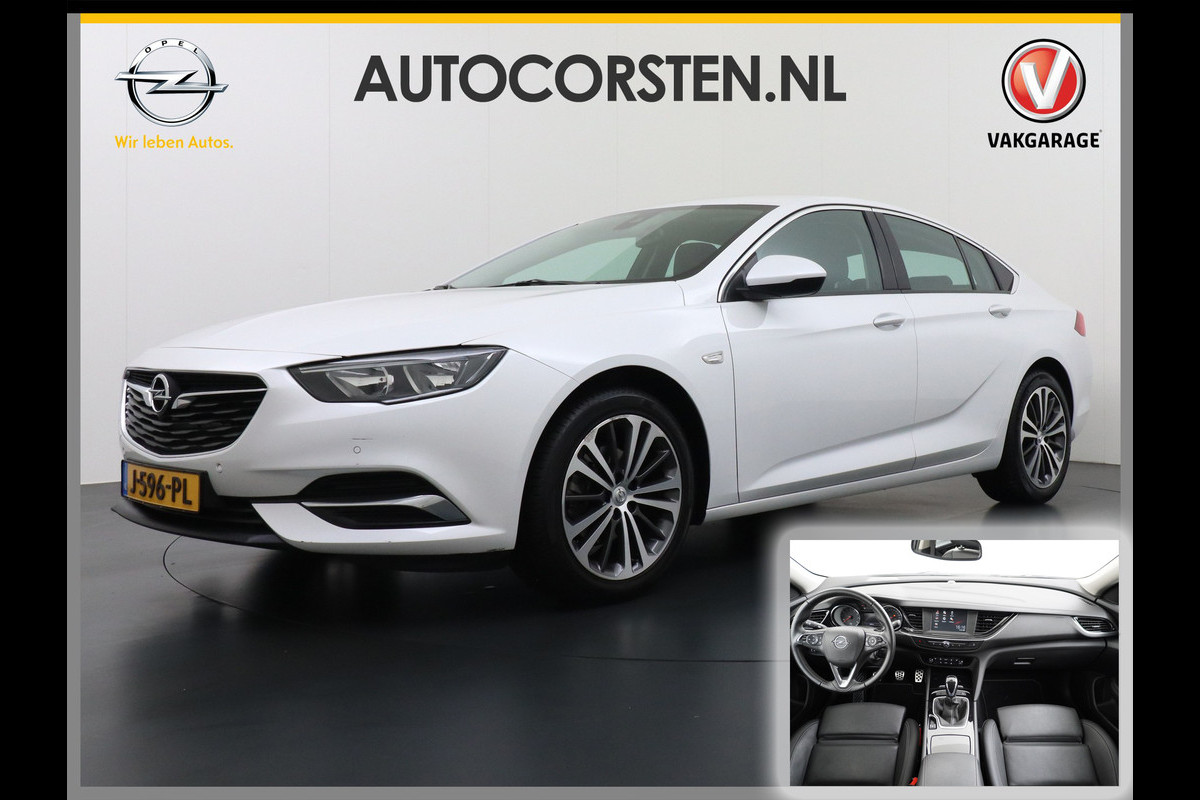 Opel Insignia Grand Sport T165PK Leer Camera Navi Apple Carplay Android PDC-a+v Trekhaak LED-v+a Ecc Cruise Control AGR-Comfort Stoelen Verwar Regen-Lichtsensor Sensor dodehoek Verkeersbordlezer Rijstrooksensor 1e Eigenaar