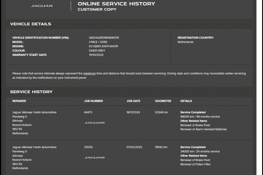 Jaguar I-PACE EV400-pk AWD 90kWh Leer 360°Camera Business Edition S Meridian®-Audio Stoel+Stuurverwarming Navi Ecc Apple Carplay Android Auto  Voorruitverwarming DAB+ Led Verkeersbord detectie Rijstrooksensor Wifi SOH 89% Origineel Nederlandse Auto Nieuwprijs  €72.475,-