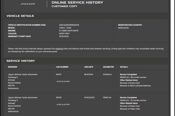 Jaguar I-PACE EV400-pk AWD 90kWh Leer 360°Camera Business Edition S Meridian®-Audio Stoel+Stuurverwarming Navi Ecc Apple Carplay Android Auto  Voorruitverwarming DAB+ Led Verkeersbord detectie Rijstrooksensor Wifi SOH 89% Origineel Nederlandse Auto Nieuwprijs  €72.475,-
