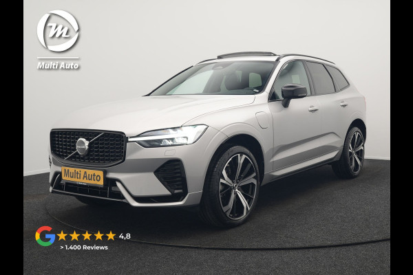 Volvo XC60 T6 AWD R-Design Plug In Hybrid Long Range Nieuw Model 350pk Dealer O.H. PHEV | Panodak | Adaptive Cruise | Camera | Lederen Sportstoelen Memory & Verwarmd | Google Assistent | Apple Carplay | Keyless | Virtual | 21"L.M | DAB |