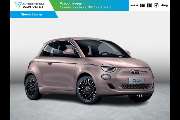 ✅ Fiat 500e 3+1 La Prima 42 kWh | 17% Bijtelling | Clima | Cruise | Leder | 17" | Priv Glass | Winter Pack | JBL Sound | BSM | Apple Carplay