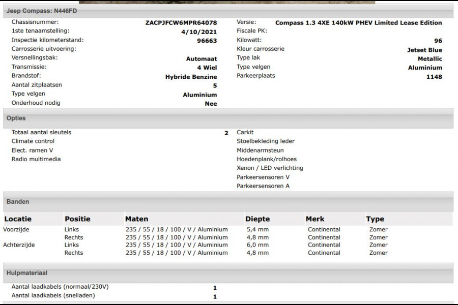 Jeep Compass 4xe 190PK Plug-in Hybrid Limited Edition / Leder / Pdc+Camera / Airco-ecc./ Stuur-Stoelverwarming / Winter-Pack / Apk 10-2027