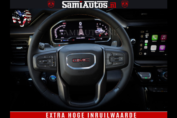 GMC Sierra AT4 6.2 V8 4X4 | VIRTUAL COCKPIT | HUD | BOM VOL | DC | RAM DEALER NEDERLAND | Dubbele Cabine met Royale 5 Zitplaatsen | BPM vrij | Nu Leverbaar uit Voorraad | Voorraad Nr 248378 |