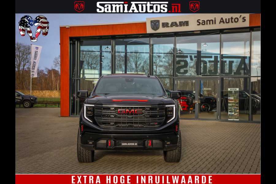 GMC Sierra AT4 6.2 V8 4X4 | VIRTUAL COCKPIT | HUD | BOM VOL | DC | RAM DEALER NEDERLAND | Dubbele Cabine met Royale 5 Zitplaatsen | BPM vrij | Nu Leverbaar uit Voorraad | Voorraad Nr 248378 |