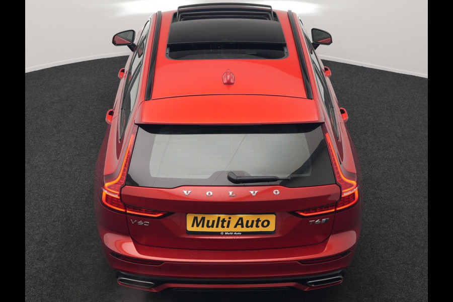 Volvo V60 T6 Twin Engine AWD R-Design Plug In Hybrid 340pk Dealer O.H. PHEV | Trekhaak Af Fabriek | Panodak | Head Up | Adaptive Cruise | 360 Camera | Lederen Sportstoelen Memory & Verwarmd | Apple Carplay | Stuur Verwarmd | Blis | Keyless | Navigatie | DAB |