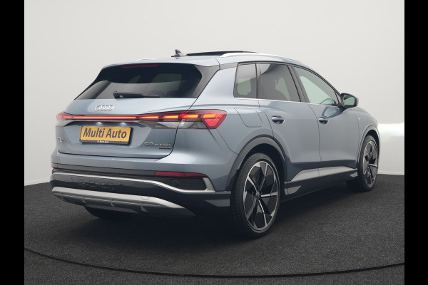 Audi Q4 e-tron 50 quattro S edition 77 kWh 299pk | Trekhaak Af Fabriek | Panodak | Adaptive Cruise | Head Up | Sonos Audio | Camera | Lederen Sportstoelen Memory & Verwarmd | Virtual | Navigatie | Keyless | 21"L.M |