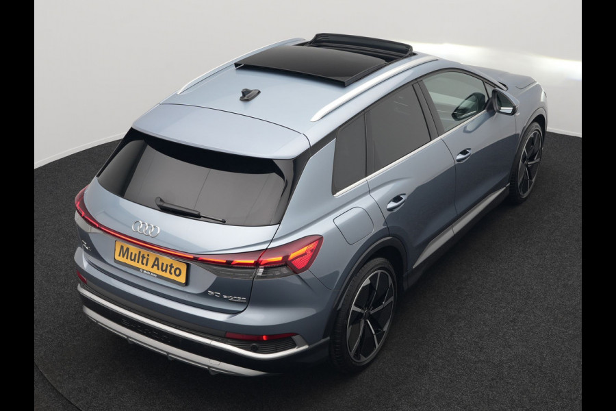 Audi Q4 e-tron 50 quattro S edition 77 kWh 299pk | Trekhaak Af Fabriek | Panodak | Adaptive Cruise | Head Up | Sonos Audio | Camera | Lederen Sportstoelen Memory & Verwarmd | Virtual | Navigatie | Keyless | 21"L.M |