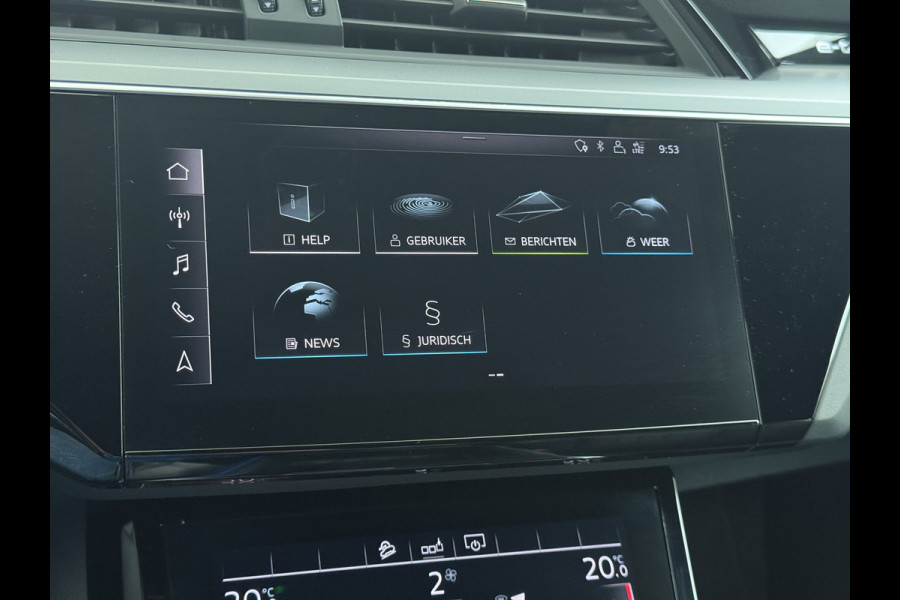 Audi e-tron 55 Quattro Advanced 95kWh SOH 92% Trekhaak Leder+Memory Apple Carplay Android Auto Navi Ecc Stoelverwarming Cruise Control Pdc Lmv 21" Elek.Stoelen Elek.Achterklep Led Contourstoelen Comfortsleutel Keyless Origineel Nederlandse Auto Nieuwprijs  €97.748,-