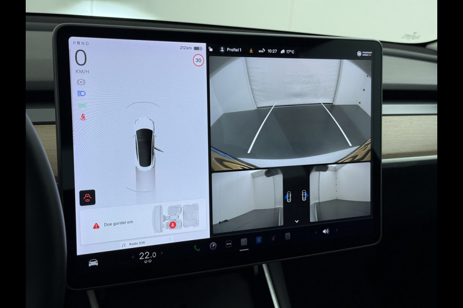 Tesla Model 3 RWD SR+ 325PK Lmv 18" AutoPilot FSD Leder Panoramadak Adaptive-Cruise Camera's Elektr.-Stuur+Stoelen+Spiegels+Geheugen+Easy-Entr Navi LED Comfortstoelen ACC DAB Voorverwarmen interieur via App Keyless One-Pedal-Drive SOH 86% Origineel Nederlandse auto tot 11kw laden thuis! 1.584kg licht!