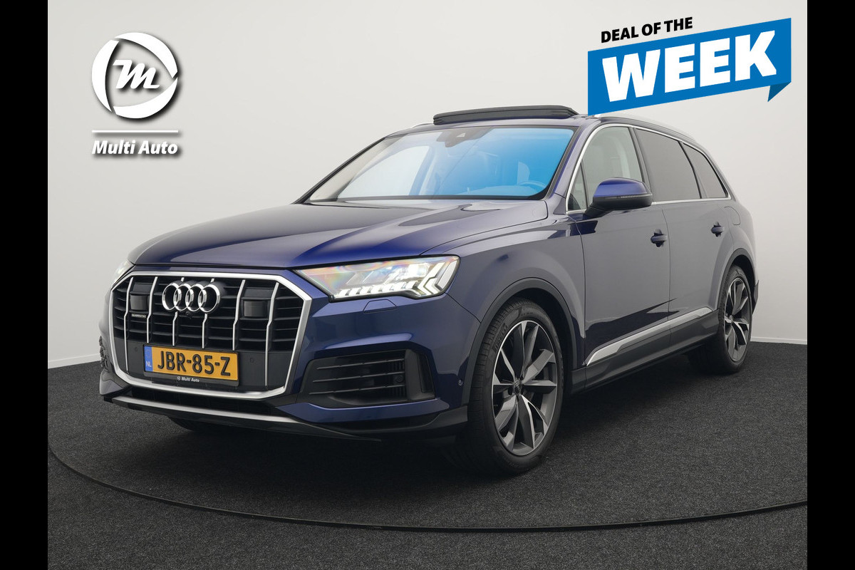 Audi Q7 55 TFSI e Quattro Pro Line Plug In Hybrid 381pk Dealer O.H PHEV | Luchtvering | Trekhaak Af Fabriek | Panodak | Adaptive Cruise | 21 "L.M Matrix LED | Camera | Lederen Sportstoelen Memory & Ventilatie | Navigatie | Keyless | Virtual | DAB  | Softclos