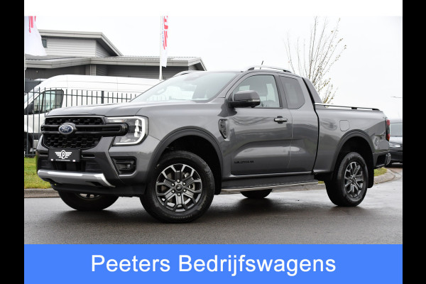 Ford Ranger 2.0 Super Cab EcoBlue Wildtrak Adaptieve Cruise, 360 Camera, Carplay, 3500kg Trekhaak, LEDER, LED, 204pk, Automaat, Uniek!
