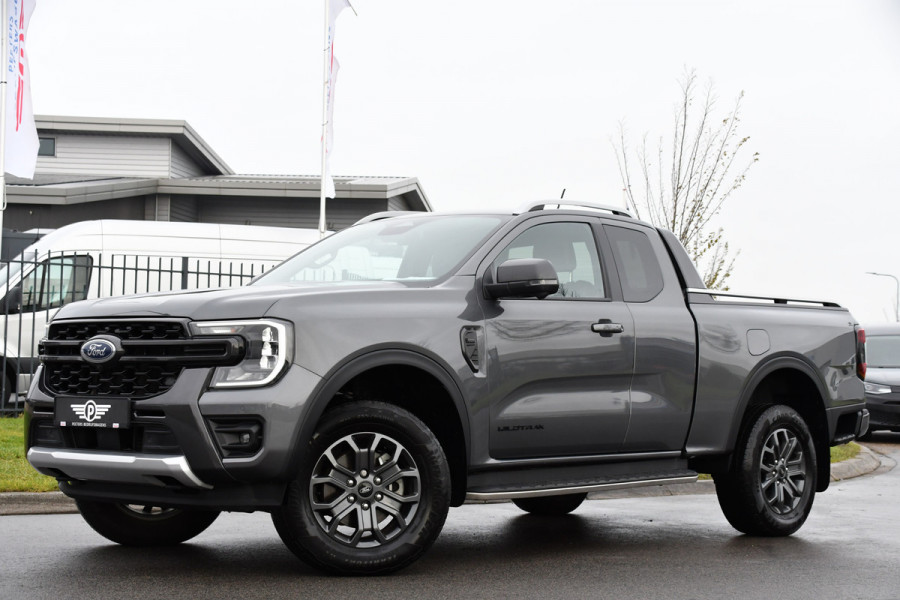 Ford Ranger 2.0 Super Cab EcoBlue Wildtrak Adaptieve Cruise, 360 Camera, Carplay, 3500kg Trekhaak, LEDER, LED, 204pk, Automaat, Uniek!