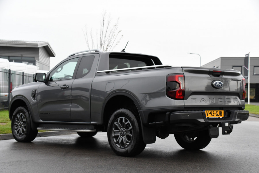 Ford Ranger 2.0 Super Cab EcoBlue Wildtrak Adaptieve Cruise, 360 Camera, Carplay, 3500kg Trekhaak, LEDER, LED, 204pk, Automaat, Uniek!