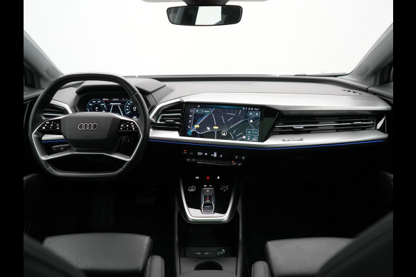 Audi Q4 e-tron 50 quattro S Line 77 kWh 299pk Dealer O.H. INCL BTW | Panodak | Lederen Sportstoelen Verwarmd | Keyless | Navigatie | Cruise Control | Virtual | DAB | Taifungrau Metallic |