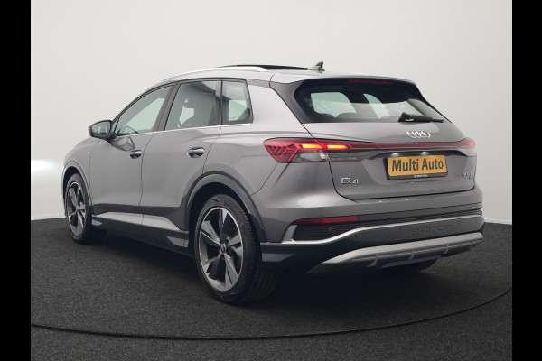 Audi Q4 e-tron 50 quattro S Line 77 kWh 299pk Dealer O.H. INCL BTW | Panodak | Lederen Sportstoelen Verwarmd | Keyless | Navigatie | Cruise Control | Virtual | DAB | Taifungrau Metallic |