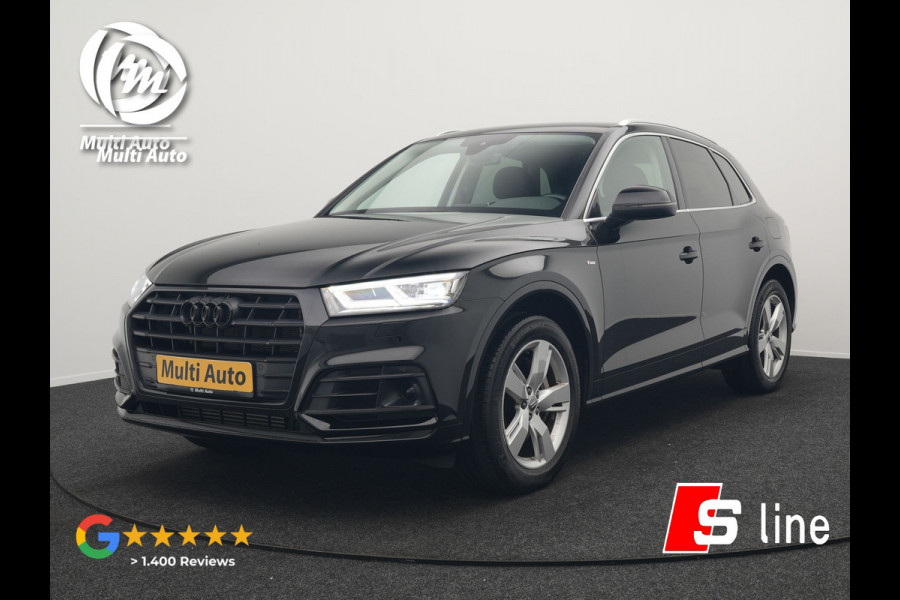 Audi Q5 50 TFSI e quattro S Line Plug In Hybrid 299pk Dealer O.H PHEV | Luchtvering | Trekhaak Af Fabriek | Adaptive Cruise | Camera | Virtual | Apple Carplay | Alcantara Sportstoelen Verwarmd | Keyless | Navigatie | DAB |