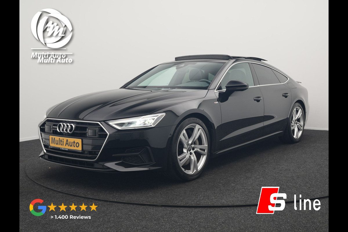 Audi A7 Sportback 50 TFSI e quattro S Line Plug In Hybrid 299pk Dealer O.H PHEV | Panodak | Adaptive Cruise | 360 Camera | Alcantara Sportstoelen Memory & Verwarmd | Apple Carplay | Blis | Navigatie | Virtual | DAB | 20"L.M |