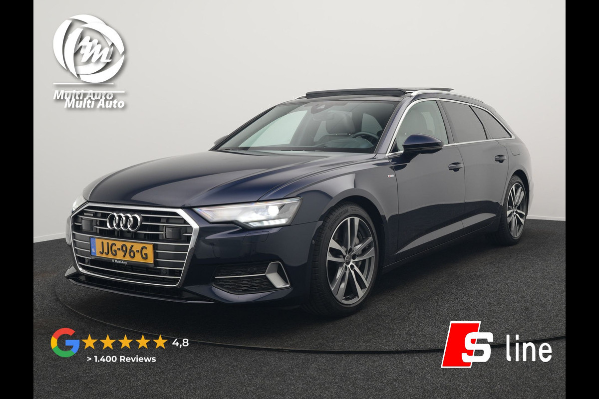 Audi A6 Avant 50 TFSI e quattro S Line Panodak Plug In Hybrid 300pk PHEV | Trekhaak | Head Up | Bang & Olufsen | Lederen Sportstoelen Verwarmd | Adaptive Cruise | Apple Carplay | Camera | Blis | Navigatie | Virtual | DAB |