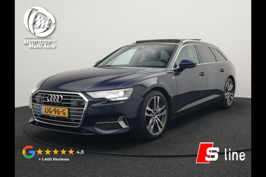 Audi A6 Avant 50 TFSI e quattro S Line Panodak Plug In Hybrid 300pk PHEV | Trekhaak | Head Up | Bang & Olufsen | Lederen Sportstoelen Verwarmd | Adaptive Cruise | Apple Carplay | Camera | Blis | Navigatie | Virtual | DAB |