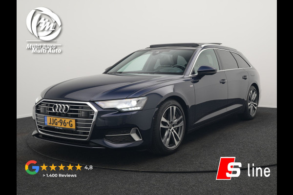 Audi A6 Avant 50 TFSI e quattro S Line Panodak Plug In Hybrid 300pk PHEV | Trekhaak | Head Up | Bang & Olufsen | Lederen Sportstoelen Verwarmd | Adaptive Cruise | Apple Carplay | Camera | Blis | Navigatie | Virtual | DAB |