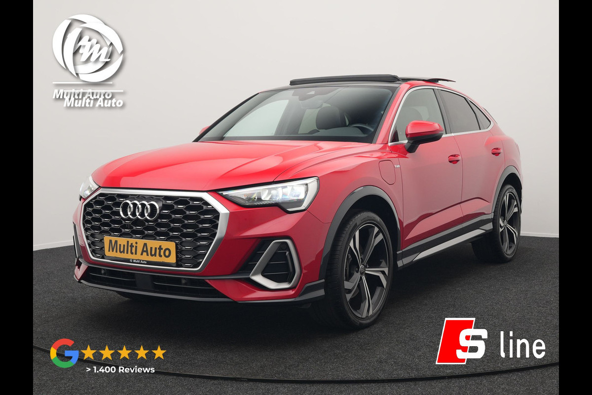 Audi Q3 Sportback 45 TFSI e S Line Plug In Hybrid 245pk Dealer O.H PHEV | Panodak | Adaptive Cruise | Lederen Sportstoelen Memory & Verwarmd | Sfeerverlichting | Camera | Virtual | Blis | Navigatie | DAB |