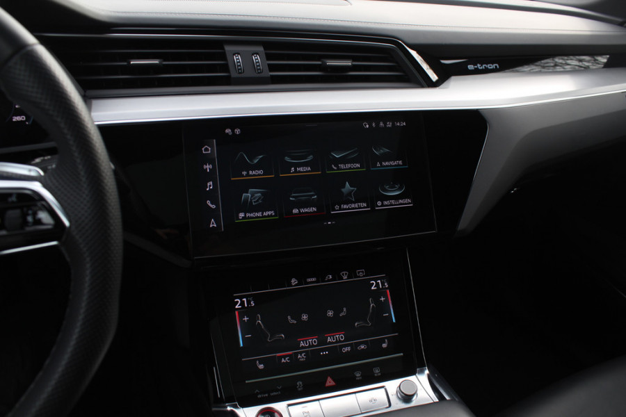 Audi e-tron Sportback S quattro 95 kWh / Panoramadak / Camera / RS Seats / 21'' / B&O / Intr.voorverwarming / Luchtvering / Matrix LED / CarPlay / Stoelverwarming / DAB / ACC