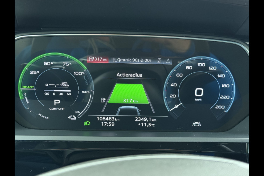 Audi e-tron 55 Quattro 95kWh Leer Adaptive-CruiseTrekhaak Navi Ecc Pdc Edition SOH 93% Elek.Achterklep Stoelverwarming Lmv 20" Led DAB 1e Eigenaar Origineel Nederlandse Auto 664Nm koppel 1800kg trekvermogen