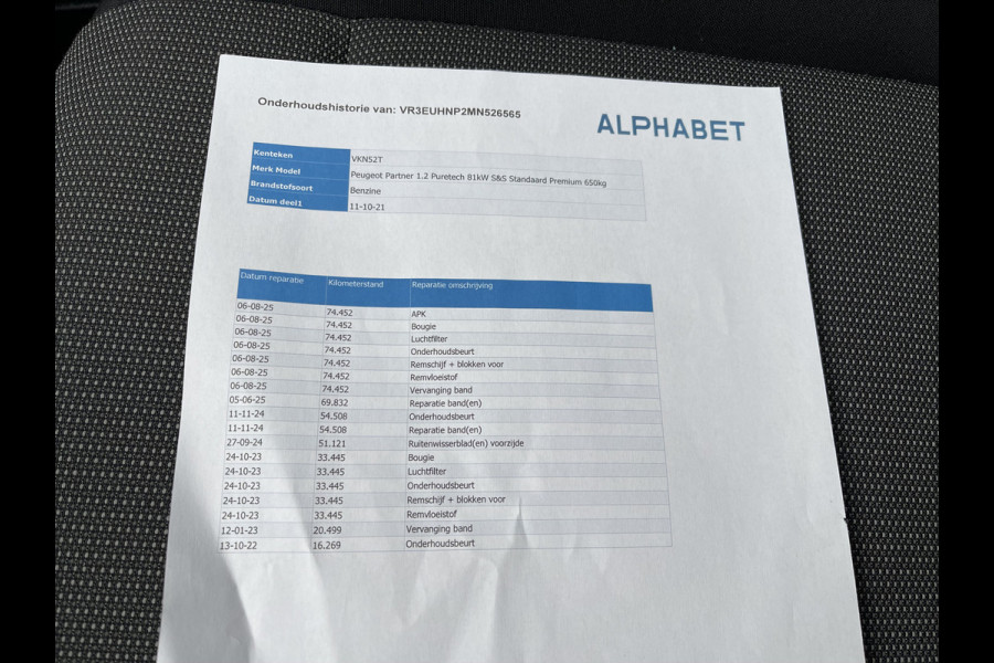 Peugeot Partner 1.2 PureTech Premium benzine grijs kenteken / originele Nederlandse bus / lease vanaf € 201 / zakelijk bpm vrij / vaste prijs rijklaar € 11.950 ex btw / airco / cruise / navigatie