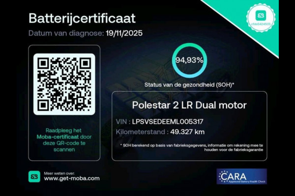 Polestar 2 Long Range Dual Motor Pilot Plus 95% SOH Trekhaak Rijklaarprijs!