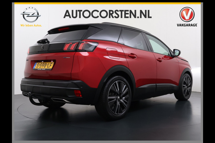 Peugeot 3008 1.6T 225pk AUT-8 GT Pack HYbrid Leer/Alcantara+Elektr.+Verwarmd Trekhaak Navi360°Camera Apple Carplay Android Ecc HiFi Premium FOCAL® Zwarte Hemel Lane Assist Dodehoekwaarschuwing 1e Eigenaar Origineel Nederlandse Auto Nieuwprijs €51.858,-