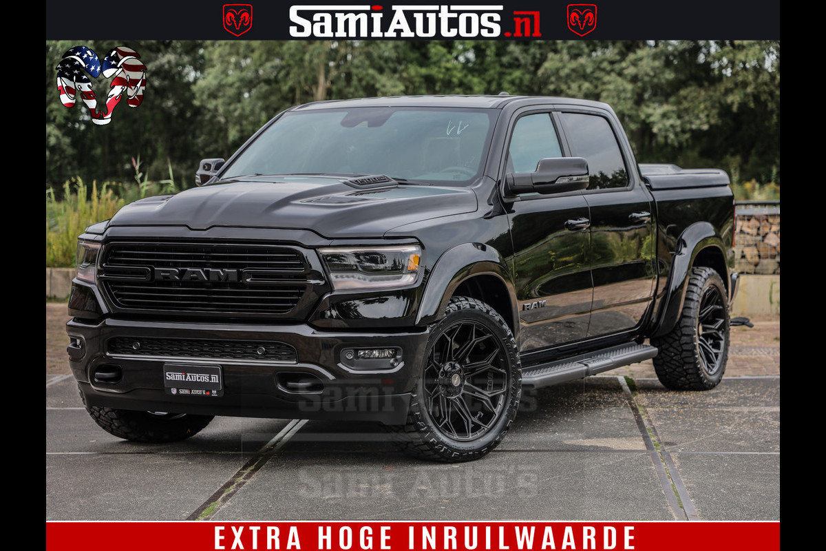 Dodge Ram 1500 Laramie Sport | HEMI 5.7 V8 4x4 | LPG | Grootscherm 12" | LARAMIE PERFORMANCE | ZWART | CREWCAB 5'7 | GRIJSKENTEKEN | DUBBELE CABINE | 5 Persoons | VOORRAAD NR 2528-641276