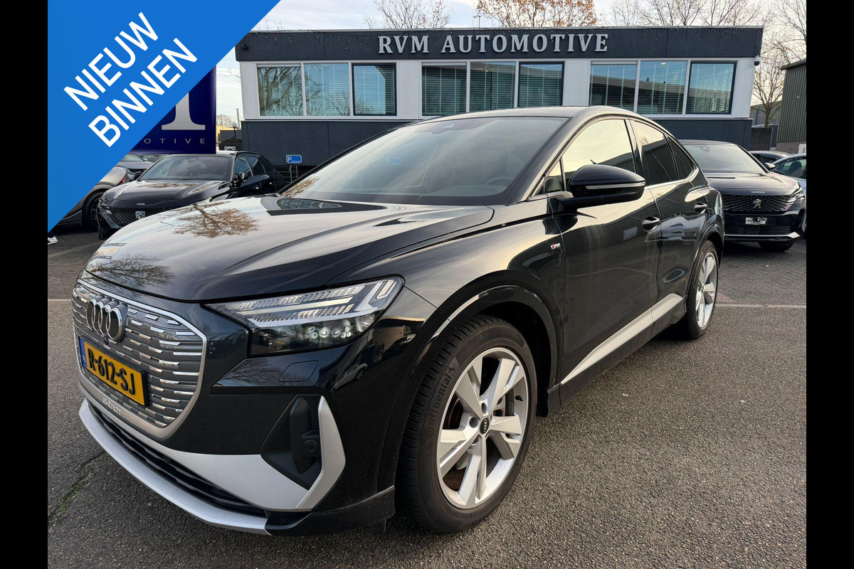 Audi Q4 Sportback e-tron 45 quattro S LINE 77 kWh VAN: 40.900,- VOOR: 37.770,- UW EINDEJAARSVOORDEEL: 3.130,- EURO | HALF LEDER | ELECTR ACHTERKLEP | SONOS AUDIO | CAMERA | ELECTR ACHTERKLEP | RIJKLAARPRIJS!