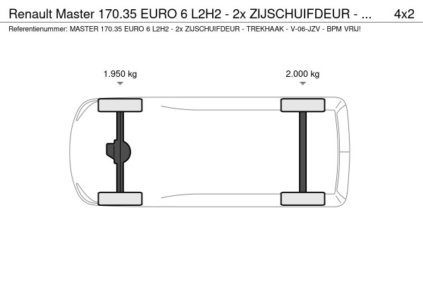 Renault Master 170.35 EURO 6 L2H2 - 2x ZIJSCHUIFDEUR - TREKHAAK - V-06-JZV - BPM VRIJ!