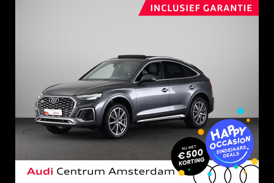Audi Q5 Sportback 50 TFSI e S edition 299 pk S-tronic | Navigatie | Panoramadak | Trekhaak (wegklapbaar) | Parkeersensoren (Park assist) | Rondomzicht camera | Stoelverwarming v/a | S-Line |