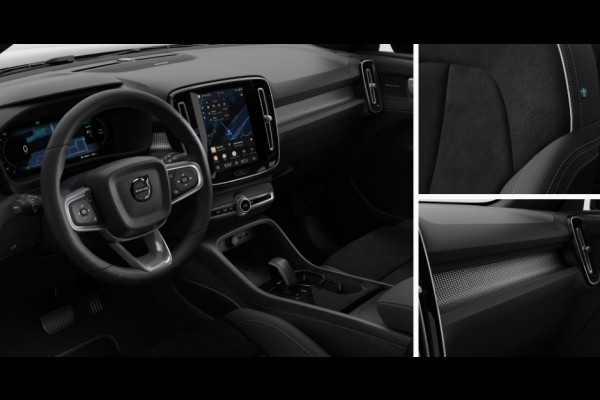 Volvo EX40 252PK Automaat Single Ext. Range Plus 82 kWh / Lounge Pakket / Extra getint glas / 360 Camera / 20'' velgen / Panoramadak / Zwart dak / Harman Kardon / Adaptieve cruise control / Getint glas / Stoel en stuurwielverwarming / parkeersensoren met 360 camera /  BLIS