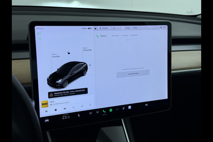 Tesla Model 3 RWD SR+ 325PK Trekhaak Lmv 18" AutoPilot FSD Leder Pano-dak Adaptive-Cruise Camera's Elektr.-Stuur+Stoelen+Spiegels+Geheugen+Eas SOH 92% Navi LED Comfortstoelen ACC DAB Voorverwarmen interieur via App Keyless One-Pedal-Drive 1e Eigenaar Origineel Nederlandse Auto 1.584kg licht!