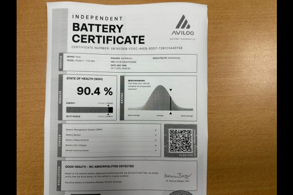 Tesla Model 3 Long Range AWD 75 kWh SOH 90.4%
