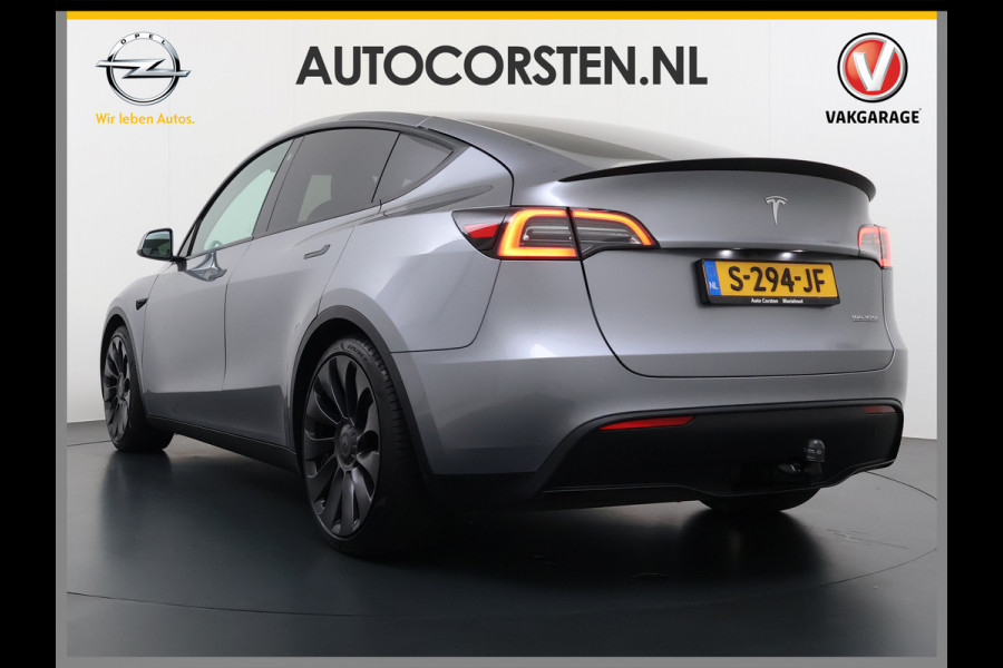 Tesla Model Y Performance 534pk 0-100 3,8 sec. Trekhaak AWD 78,1kWh Warmte-pomp FSD-Comp.3 AutoPilot Carbon-Spoiler Elekr.Achterklep AMD-Ryzen 3xCamera Navi LED ACC DAB Voorverwarmen interieur en Keyless via App One-Pedal-Drive Rode Remklauwen Garantie op Accu 03-02-2031 maz. 192.000km max. 250Kw laadvermogen !