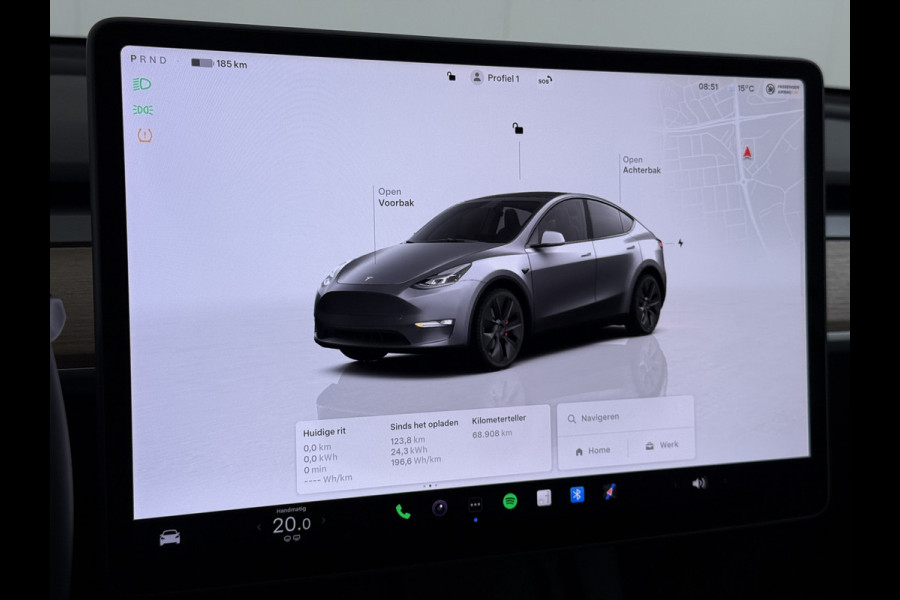 Tesla Model Y Performance 534pk 0-100 3,8 sec. Trekhaak AWD 78,1kWh Warmte-pomp FSD-Comp.3 AutoPilot Carbon-Spoiler Elekr.Achterklep AMD-Ryzen 3xCamera Navi LED ACC DAB Voorverwarmen interieur en Keyless via App One-Pedal-Drive Rode Remklauwen Garantie op Accu 03-02-2031 maz. 192.000km max. 250Kw laadvermogen !