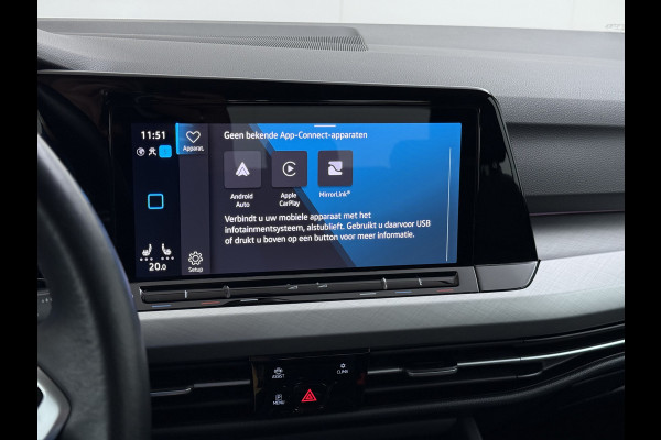 Volkswagen Golf 1.0 eTSI 111PK AUT-7 Nieuw Model Adap.Cruise Virtual Cockpit Apple Carplay Android APP-Connect Navi Ecc Pdc Life Stoel+Stuurverwarming Lmv Mirrorlink DAB Led Isofix Keyless mild hybride Complete Volkswagen Golf mild hybride!